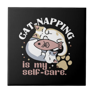 Cat-Napping is mijn zelfzorg Schattigee Cat Quote Tegeltje