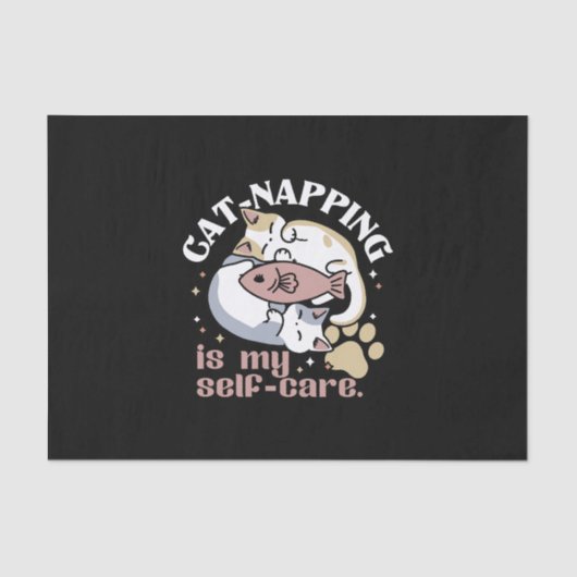 Cat-Napping is mijn zelfzorg Schattigee Cat Quote Tissuepapier (Voorkant)