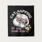 Cat-Napping is mijn zelfzorg Schattigee Cat Quote Wandkleed (Voorkant)