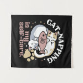 Cat-Napping is mijn zelfzorg Schattigee Cat Quote Wandkleed (Voorkant (horizontaal))