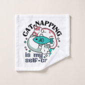 Cat-Napping is mijn zelfzorg: Schattigee slaperige Bad Handdoek (Wasdoekje)