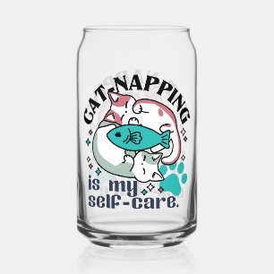 Cat-Napping is mijn zelfzorg: Schattigee slaperige Blikvorm Glas