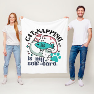 Cat-Napping is mijn zelfzorg: Schattigee slaperige Fleece Deken