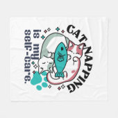 Cat-Napping is mijn zelfzorg: Schattigee slaperige Fleece Deken (Voorkant (Horizontaal))