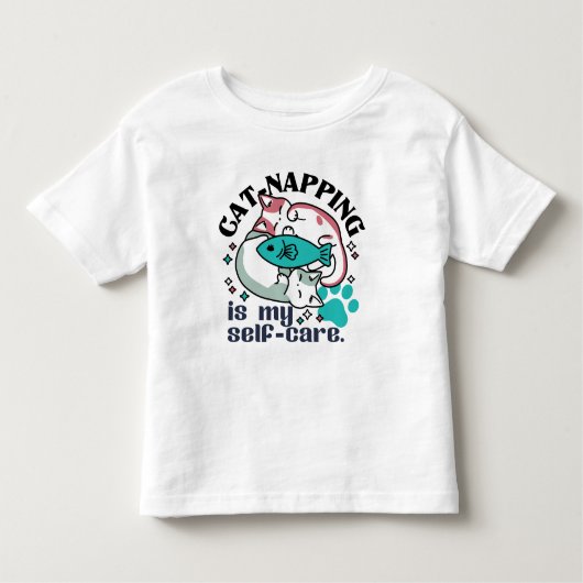 Cat-Napping is mijn zelfzorg: Schattigee slaperige Kinder Shirts (Voorkant)