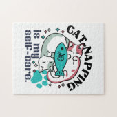 Cat-Napping is mijn zelfzorg: Schattigee slaperige Legpuzzel (Horizontaal)