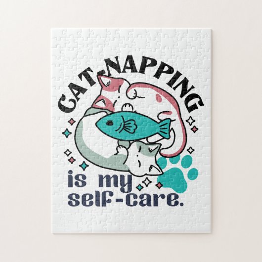 Cat-Napping is mijn zelfzorg: Schattigee slaperige Legpuzzel (Verticaal)