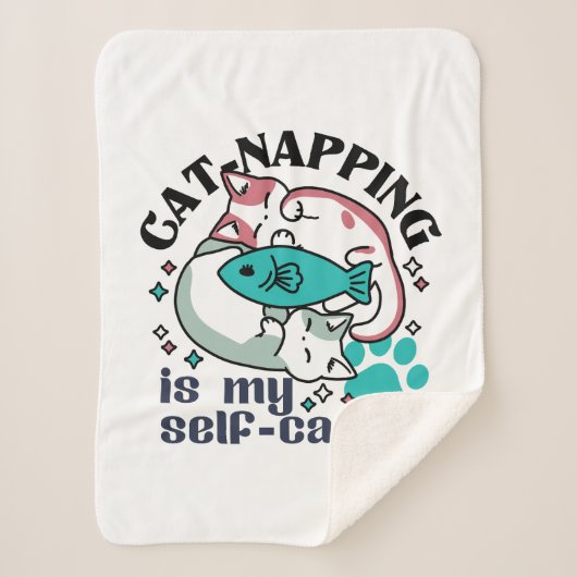 Cat-Napping is mijn zelfzorg: Schattigee slaperige Sherpa Deken (Voorkant)