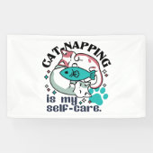 Cat-Napping is mijn zelfzorg: Schattigee slaperige Spandoek (Horizontaal)