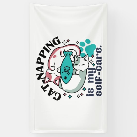 Cat-Napping is mijn zelfzorg: Schattigee slaperige Spandoek (Verticaal)