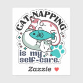 Cat-Napping is mijn zelfzorg: Schattigee slaperige Sticker (Vel)