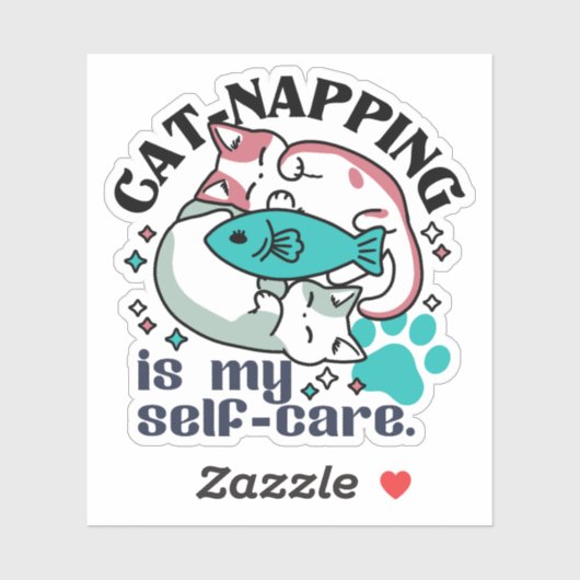 Cat-Napping is mijn zelfzorg: Schattigee slaperige Sticker (Vel)