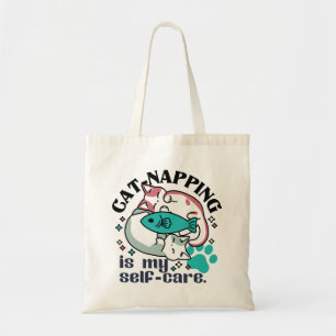 Cat-Napping is mijn zelfzorg: Schattigee slaperige Tote Bag