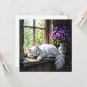 Cat Napping on the Window Sill | Blank Kaart (Voorkant / Achterkant in situ)