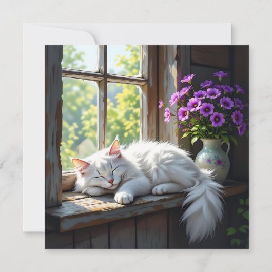 Cat Napping on the Window Sill | Blank Kaart (Voorkant)