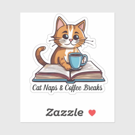 Cat Naps & Coffee Breaks Waterdicht Sticker (Vel)