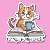Cat Naps & Coffee Breaks Waterdicht Sticker