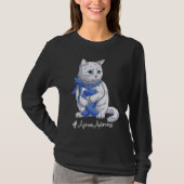 Cat Nationale Apraxie Bewustzijn Maand Blauw Lint T-shirt (Voorkant)