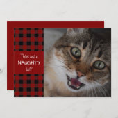 Cat Naughty of Nice Red Pset MEOWY CHRISTMAS Feestdagenkaart (Voorkant / Achterkant)