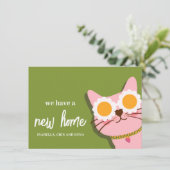 Cat New House Verhuisaankondiging Kaart (Staand voorkant)
