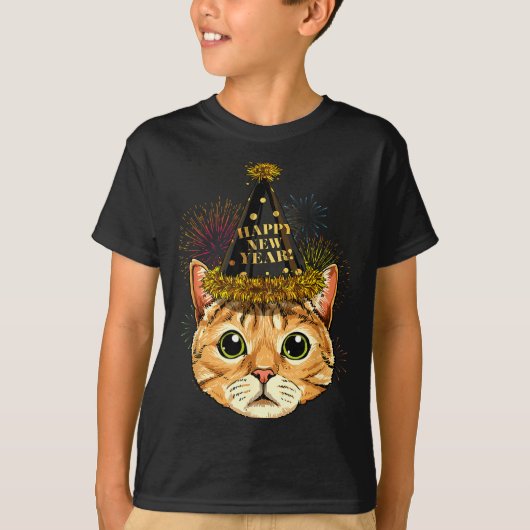 Cat New Year Shirt 2024 Happy New Years Eve Nye Fi (Voorkant)