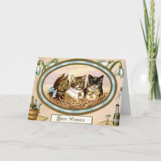  Cat Nieuwjaar wenskaart Feestdagen Kaart (Voorkant)