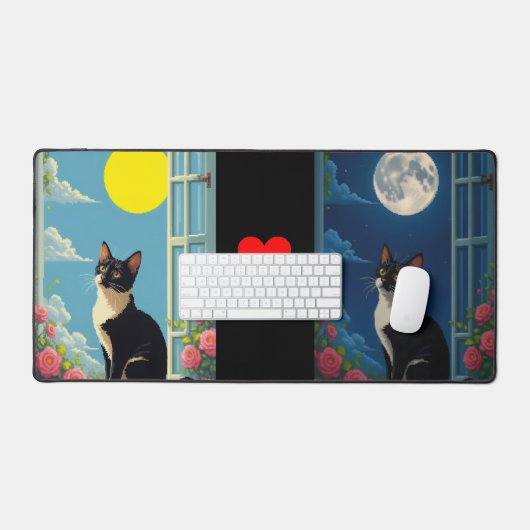 Cat Night & Day SkinDesk Mat (Keyboard & Muis)
