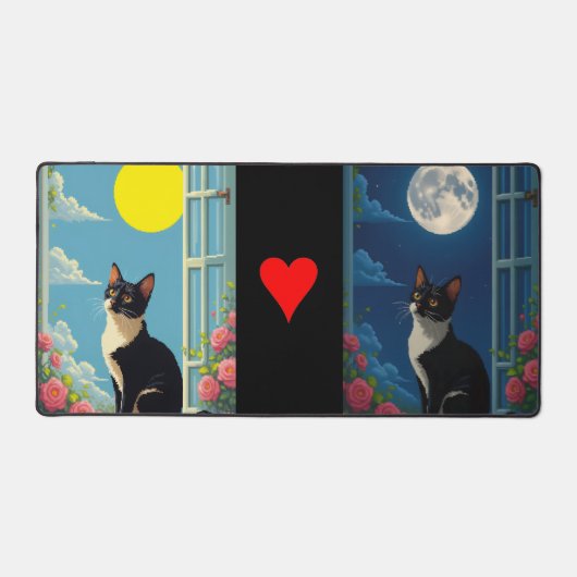 Cat Night & Day SkinDesk Mat (Voorkant)