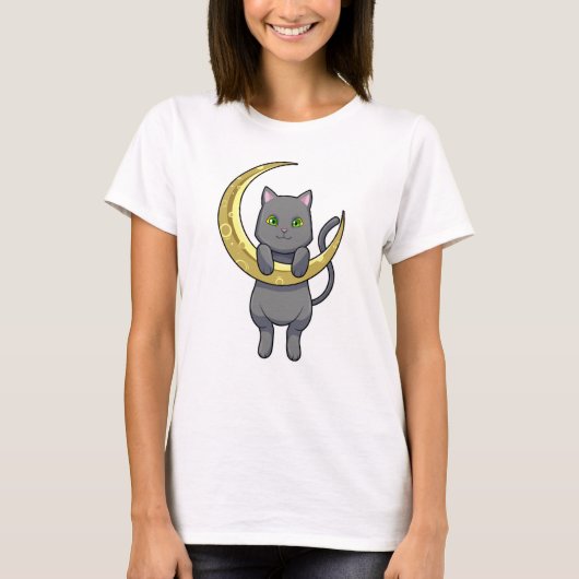 Cat Night Moon T-shirt (Voorkant)