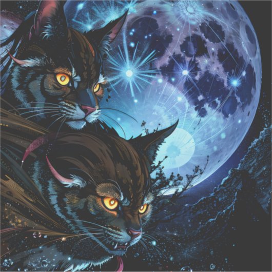 Cat Night Sticker (Voorkant)