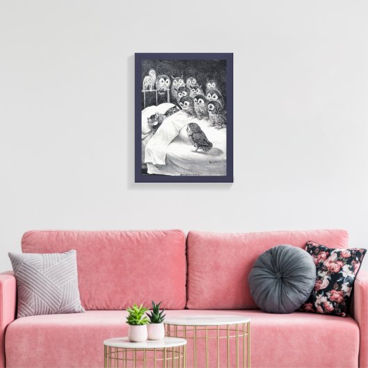 Cat Nightmare Owl Bird, Louis Wain Canvas Afdruk (Insitu (Woonkamer))