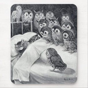 Cat Nightmare Owl Bird, Louis Wain Muismat