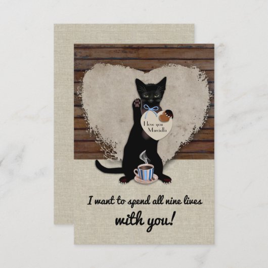 Cat Nine Leeft Gepersonaliseerde Valentijn Kaart (Voorkant / Achterkant)