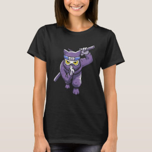 Cat Ninja Japan Kitsune Style Japanse Samurai Swo T-shirt