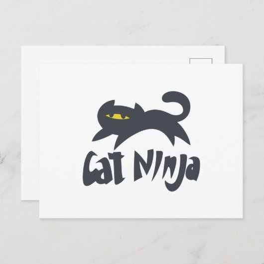 Cat ninja - Kies achtergrondkleur Briefkaart (Voorkant / Achterkant)