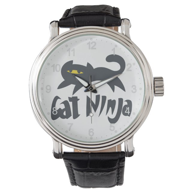 Cat ninja - Kies achtergrondkleur Horloge (Voorkant)