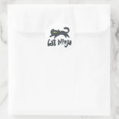 Cat ninja - Kies achtergrondkleur Ronde Sticker (Tas)
