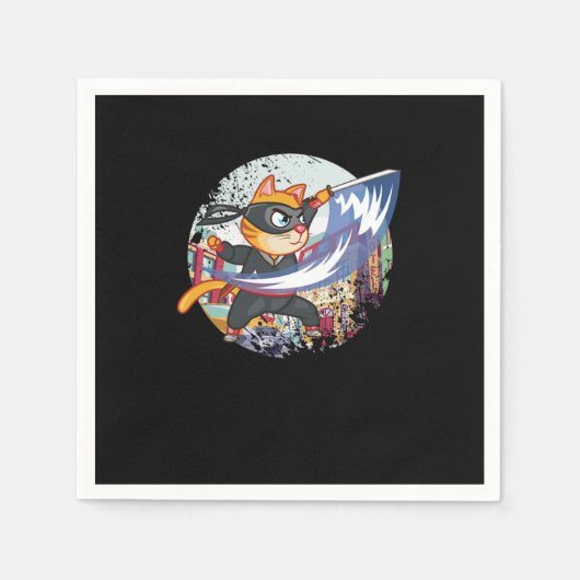 Cat Ninja Manga Anime Japanse Manga Fans Gift Servet (Voorkant)