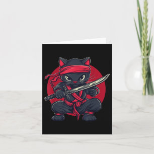 Cat Ninja Samurai Japan Japanse Vlag Kawaii Grappi Kaart