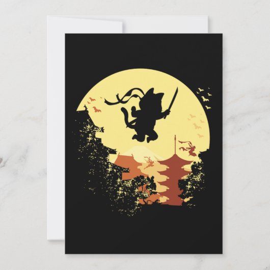 Cat Ninja Samurai Shinobi Kitten Kat Pet Animal Kaart (Voorkant)