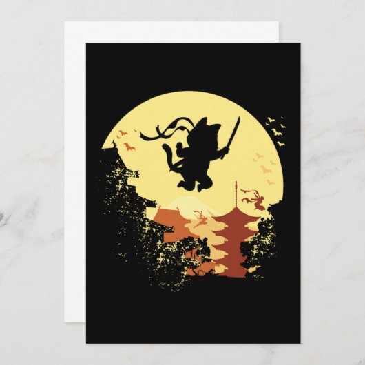 Cat Ninja Samurai Shinobi Kitten Kat Pet Animal Kaart (Voorkant / Achterkant)
