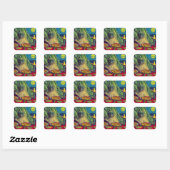 Cat Nip Pizza Vierkante Sticker (Vel)