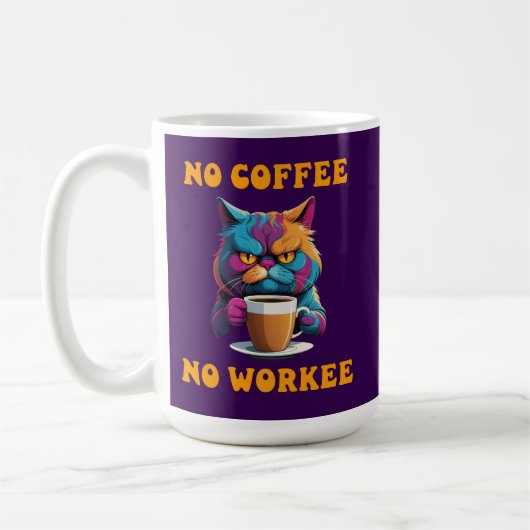 Cat No Coffee No Worker Grappig Feline Morning Gif Koffiemok (Links)