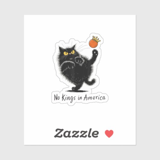 Cat No Kings In America We The People Political Sticker (Vel)