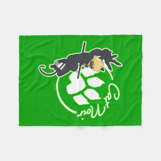 Cat Noir Badge Fleece Deken (Voorkant (Horizontaal))