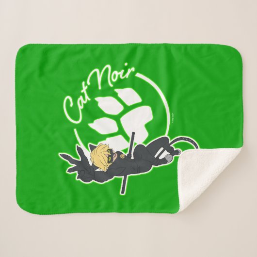 Cat Noir Badge Sherpa Deken (Voorkant (horizontaal))