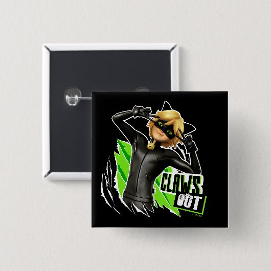 Cat Noir | Grafisch uitklapbaar Vierkante Button 5,1 Cm (Voorkant /achterkant)