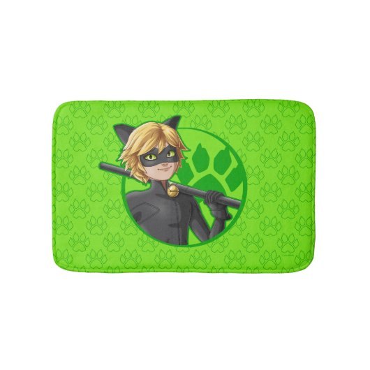 Cat Noir Green Badge Badmat (Voorkant)