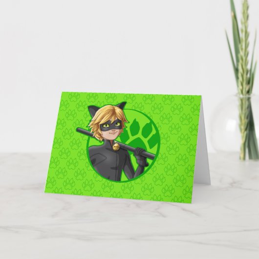 Cat Noir Green Badge Kaart (Voorkant)