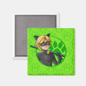 Cat Noir Green Badge Magneet (Voorkant / Achterkant)